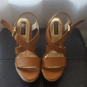 Tan Bamboo Wedges Size 7